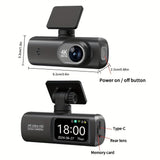 Security Cameras & Accessories: 4K Front and Rear Dual Dash Cam WiFi GPS Car Camera with 64GB SD Card