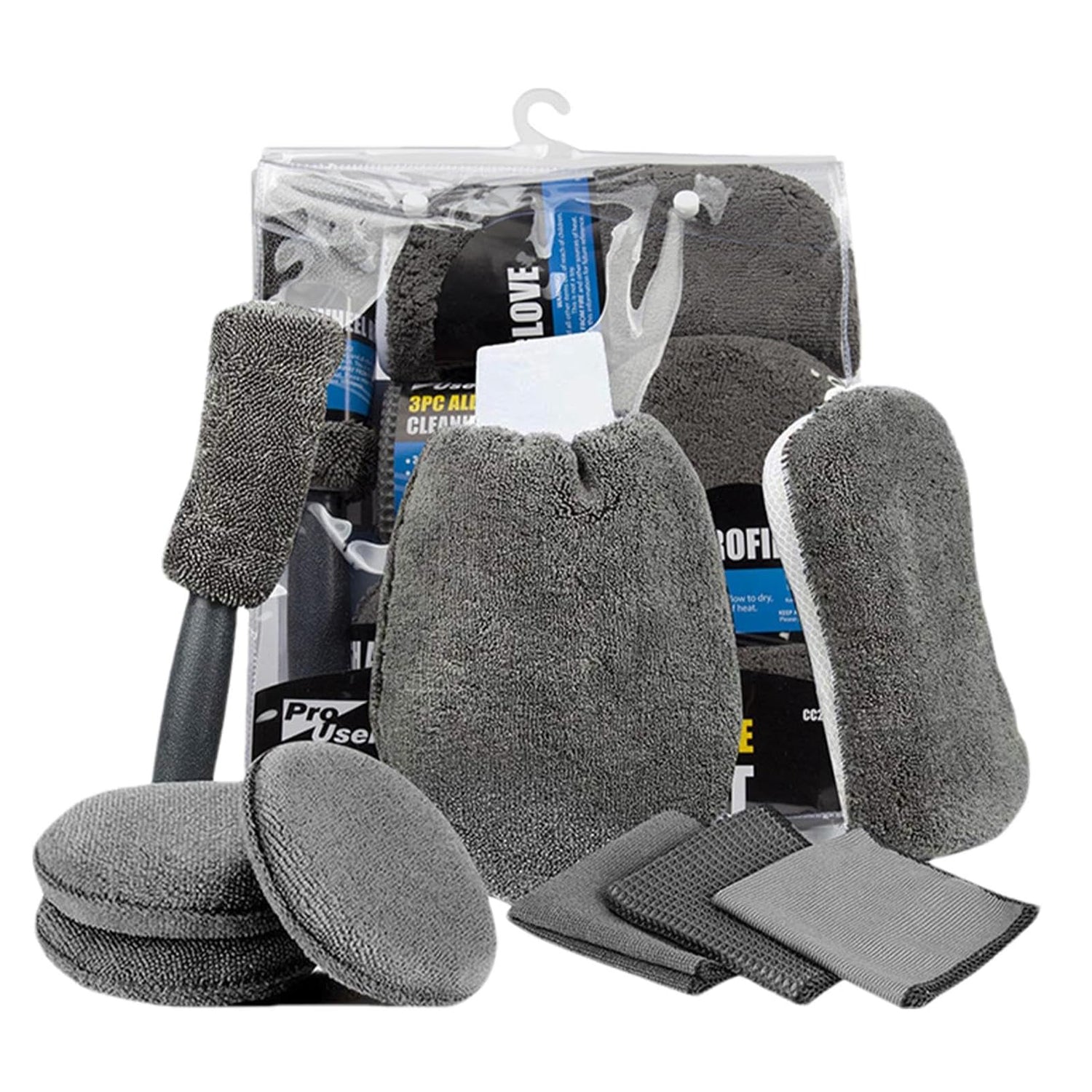 Automotive Cleaning: Car Cleaning Sponge Towel Brushe Set 9Pcs Car Wash Kits Cleaning Tools Set