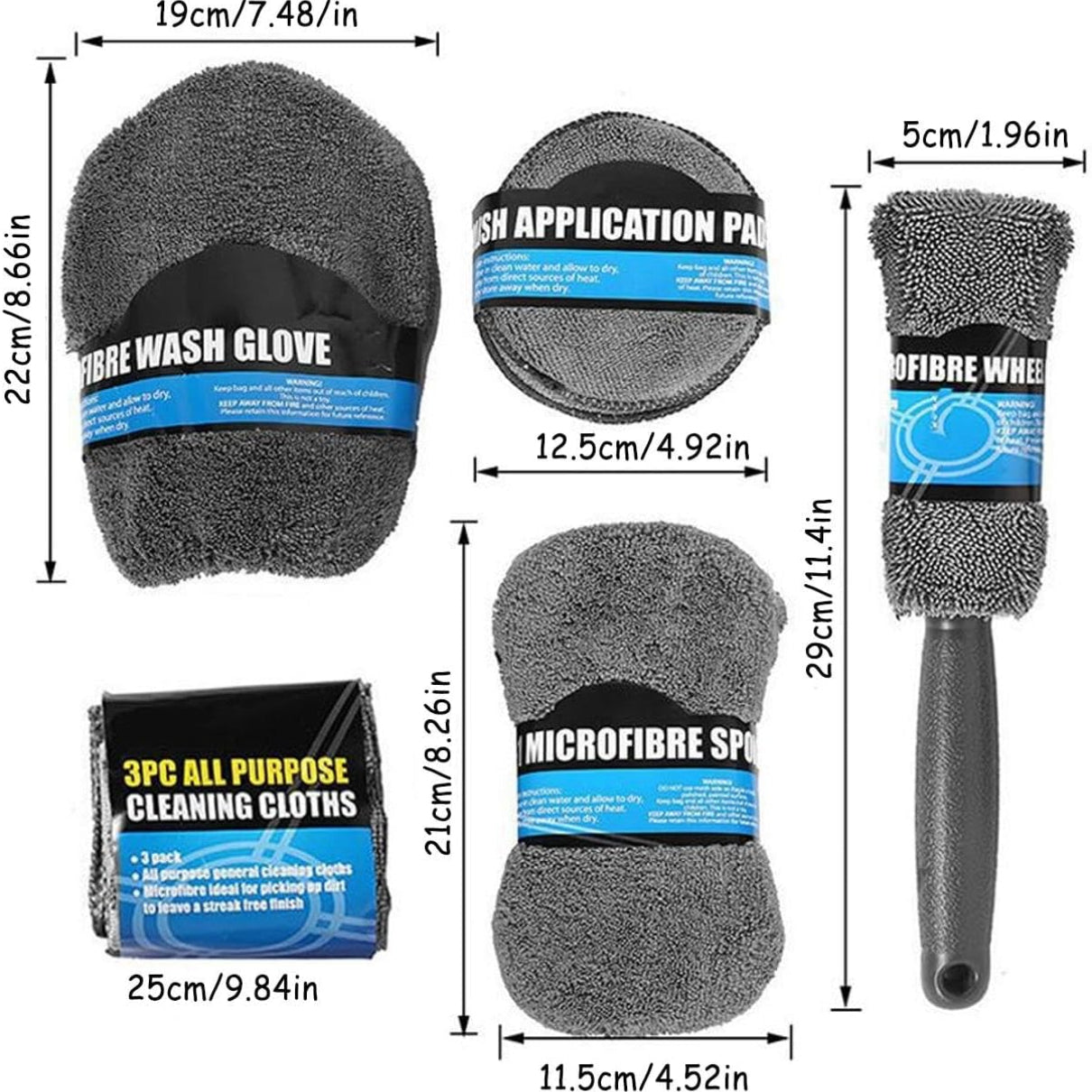 Automotive Cleaning: Car Cleaning Sponge Towel Brushe Set 9Pcs Car Wash Kits Cleaning Tools Set