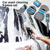 Automotive Cleaning: Car Cleaning Sponge Towel Brushe Set 9Pcs Car Wash Kits Cleaning Tools Set