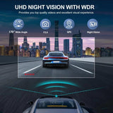 Audio: 4K+2.5K Dual Dash Cam with WiFi GPS ADAS, Front and Rear Car Camera Recorder with 32GB Card