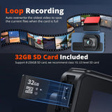 Audio: 4K+2.5K Dual Dash Cam with WiFi GPS ADAS, Front and Rear Car Camera Recorder with 32GB Card
