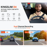 Audio: 4K+2.5K Dual Dash Cam with WiFi GPS ADAS, Front and Rear Car Camera Recorder with 32GB Card
