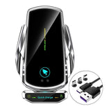 15W Wireless Car Charger Mount Auto-Clamp Vent Holder with Cable and 3 Tips