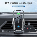 15W Wireless Car Charger Mount Auto-Clamp Vent Holder with Cable and 3 Tips
