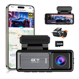 Security Cameras & Accessories: 4K Wifi Dash Cam Front, 1080P In-Car Rear Dual Recording with GPS 64GB Card