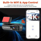 Security Cameras & Accessories: 4K WiFi Car Dash Cam Dual Lens Wide Angle IPS Screen Night Vision Recording with 32GB Card