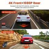 Security Cameras & Accessories: 4K WiFi Car Dash Cam Dual Lens Wide Angle IPS Screen Night Vision Recording with 32GB Card