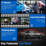 10” 4K Mirror Dash Cam, 2K Rear Camera, WiFi GPS ADAS BSD, Stream Media, 64GB Included