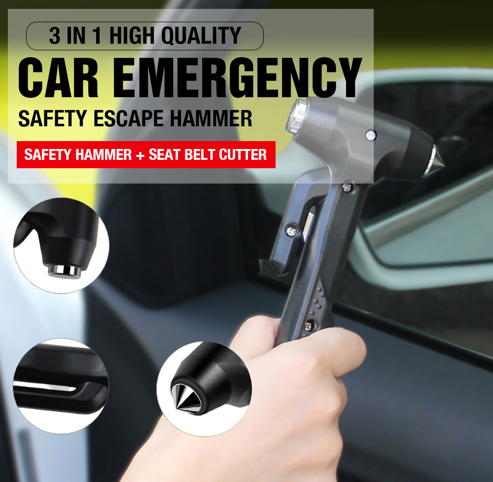 Hammers: 3 in 1 Car Emergency Safety Escape Hammer Glass Window Breaker Belt Cutter Tool