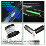 Stick Vacuums: Wireless Charge 6000Pa Suction Powerful Portable Car Vacuum Cleaner Home Duster(Black)
