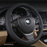 Automotive Decor: Universal Luxury Car 37-38cm Steering Wheel Cover PU Leather Non-slip Breathable (Black-red)