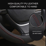 Automotive Decor: Universal Luxury Car 37-38cm Steering Wheel Cover PU Leather Non-slip Breathable (Black-red)