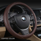 Automotive Decor: Universal Luxury Car 37-38cm Steering Wheel Cover PU Leather Non-slip Breathable (Brown)
