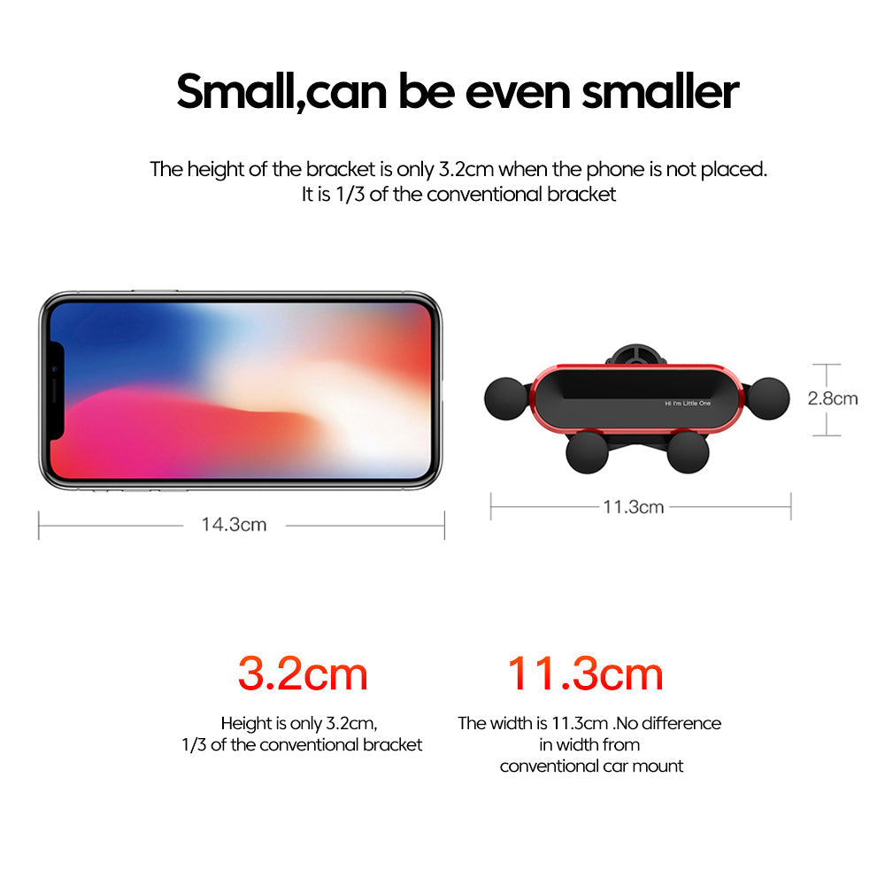 Camera Accessories: Car Phone Holder Metal Gravity 360 Universal Rotation Ball Air Vent Cellphone Stand(Dark Grey)