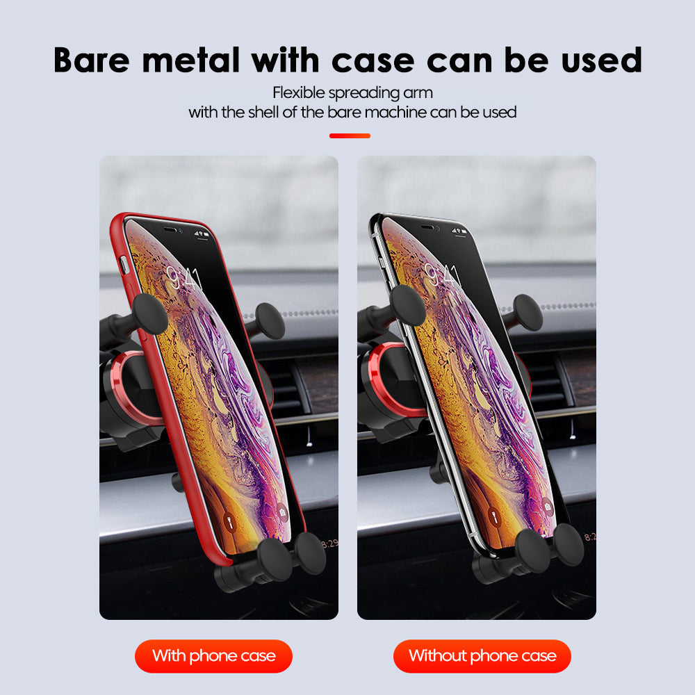 Camera Accessories: Car Phone Holder Metal Gravity 360 Universal Rotation Ball Air Vent Cellphone Stand(Dark Grey)