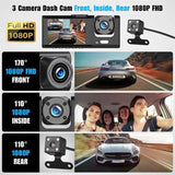 Security Cameras & Accessories: WIFI 3 Channels Dash Cam 1080P Full HD Car Dashcam Comes with Free 32GB Card
