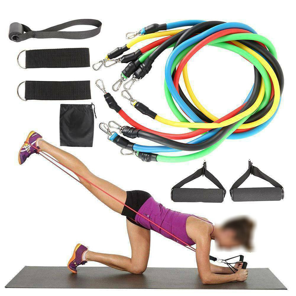 Gym Equipment & Accessories: 11Pcs/Set Pull Rope Belt Elastic Home Gym Fitness Exercise Resistance Band