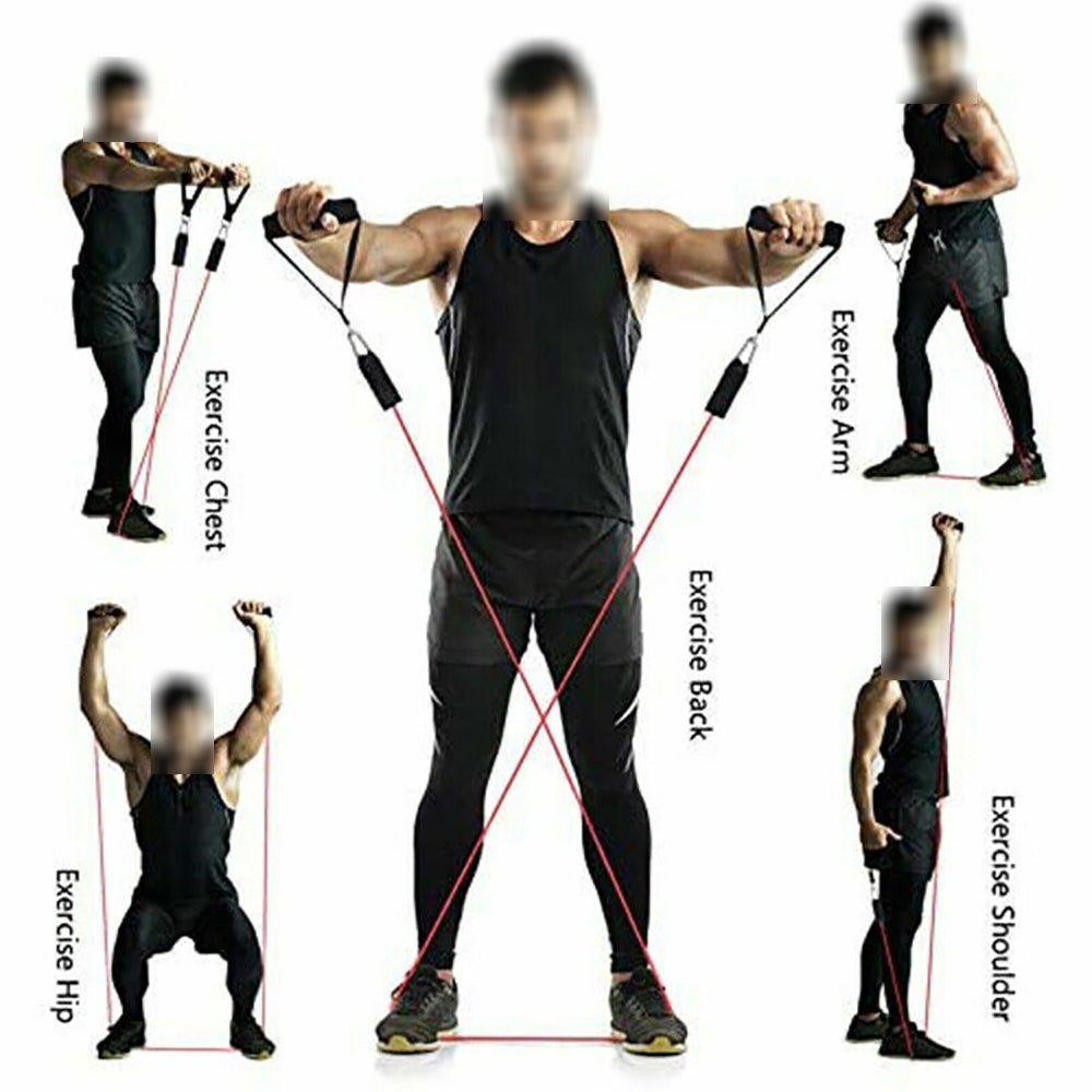 Gym Equipment & Accessories: 11Pcs/Set Pull Rope Belt Elastic Home Gym Fitness Exercise Resistance Band