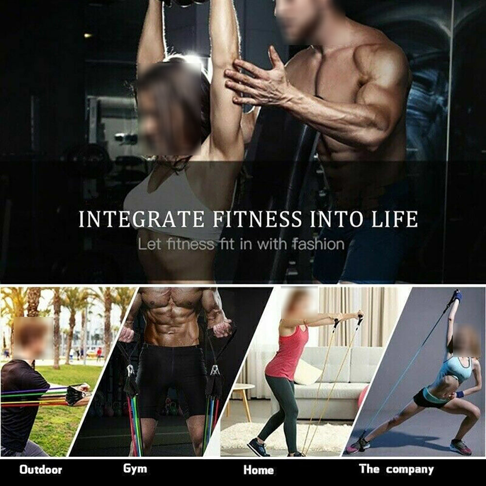 Gym Equipment & Accessories: 11Pcs/Set Pull Rope Belt Elastic Home Gym Fitness Exercise Resistance Band