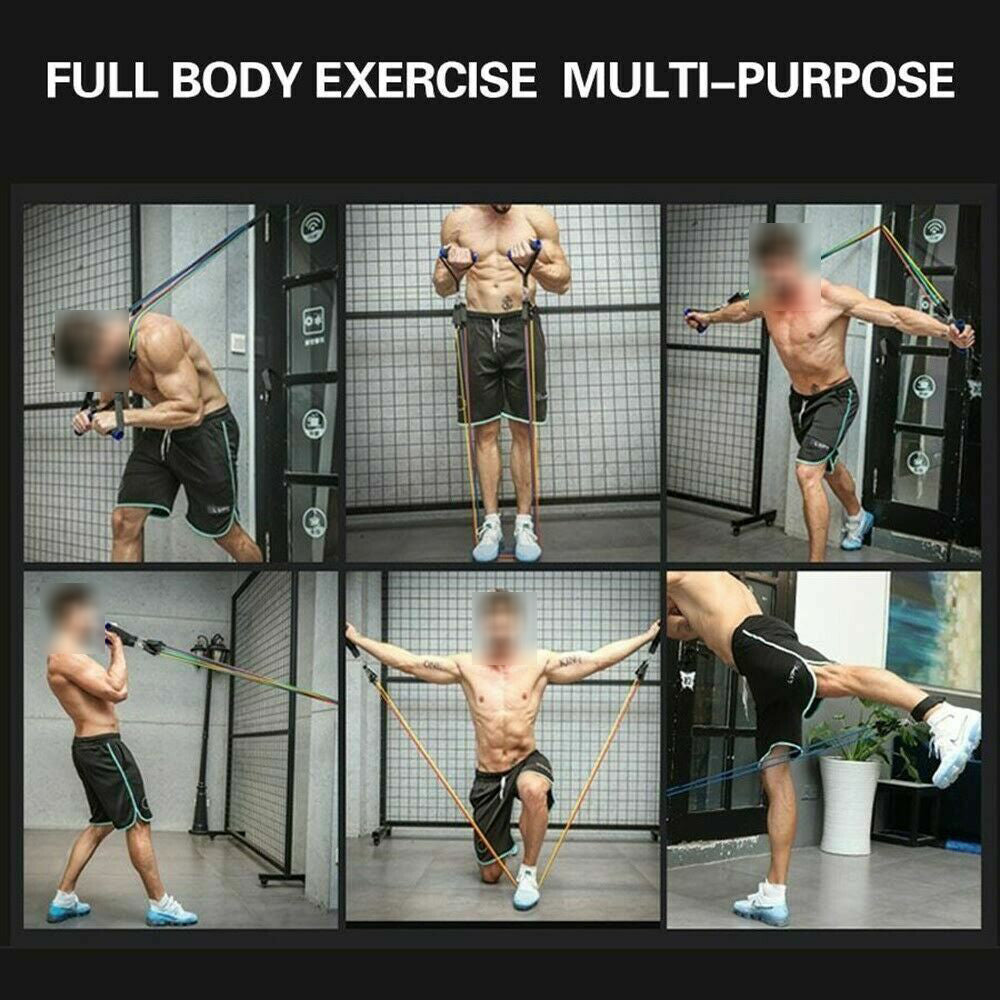 Gym Equipment & Accessories: 11Pcs/Set Pull Rope Belt Elastic Home Gym Fitness Exercise Resistance Band