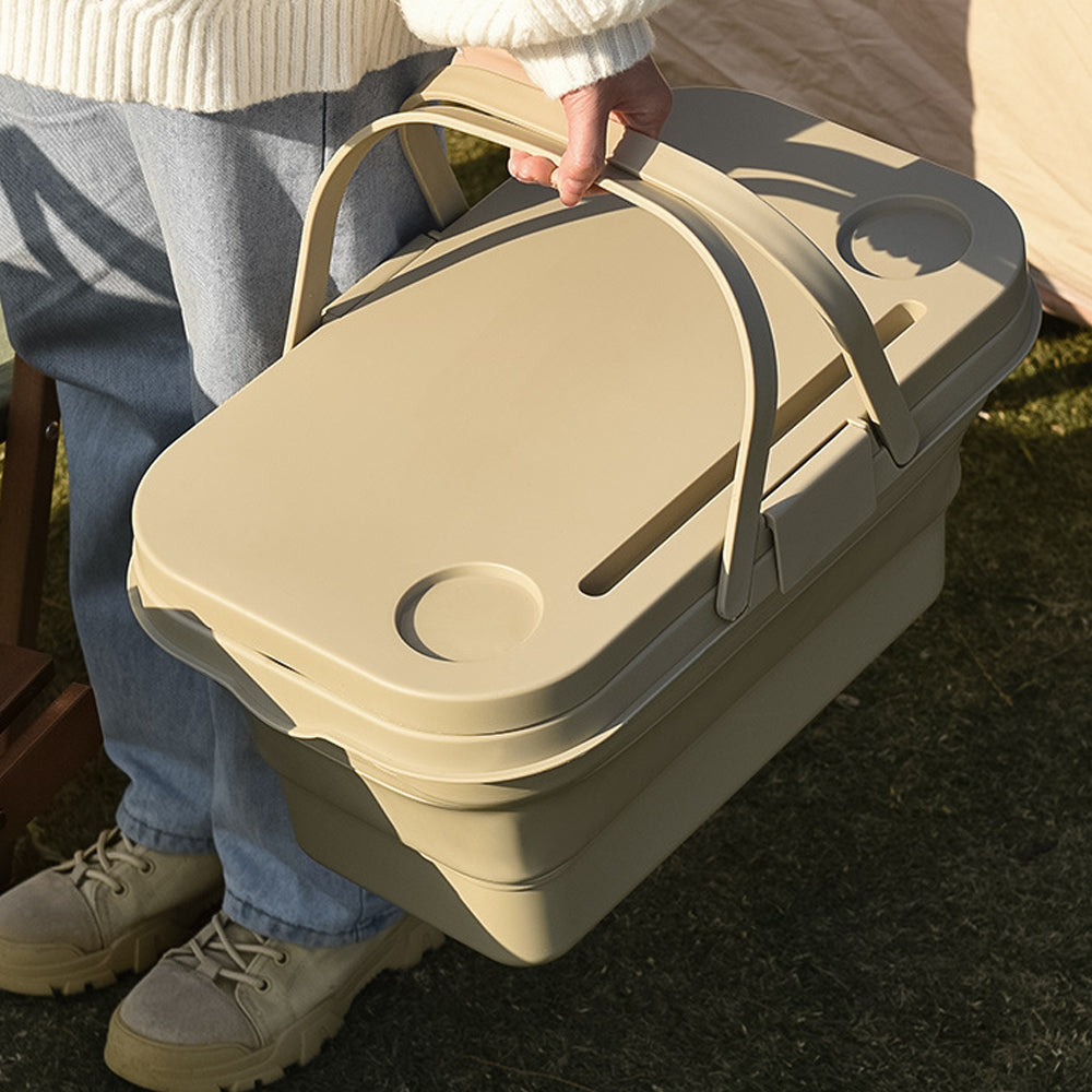 Camp Furniture: 3 In 1 Folding Camping Storage Box Outdoor Food Fruit Container Picnic Table Basket