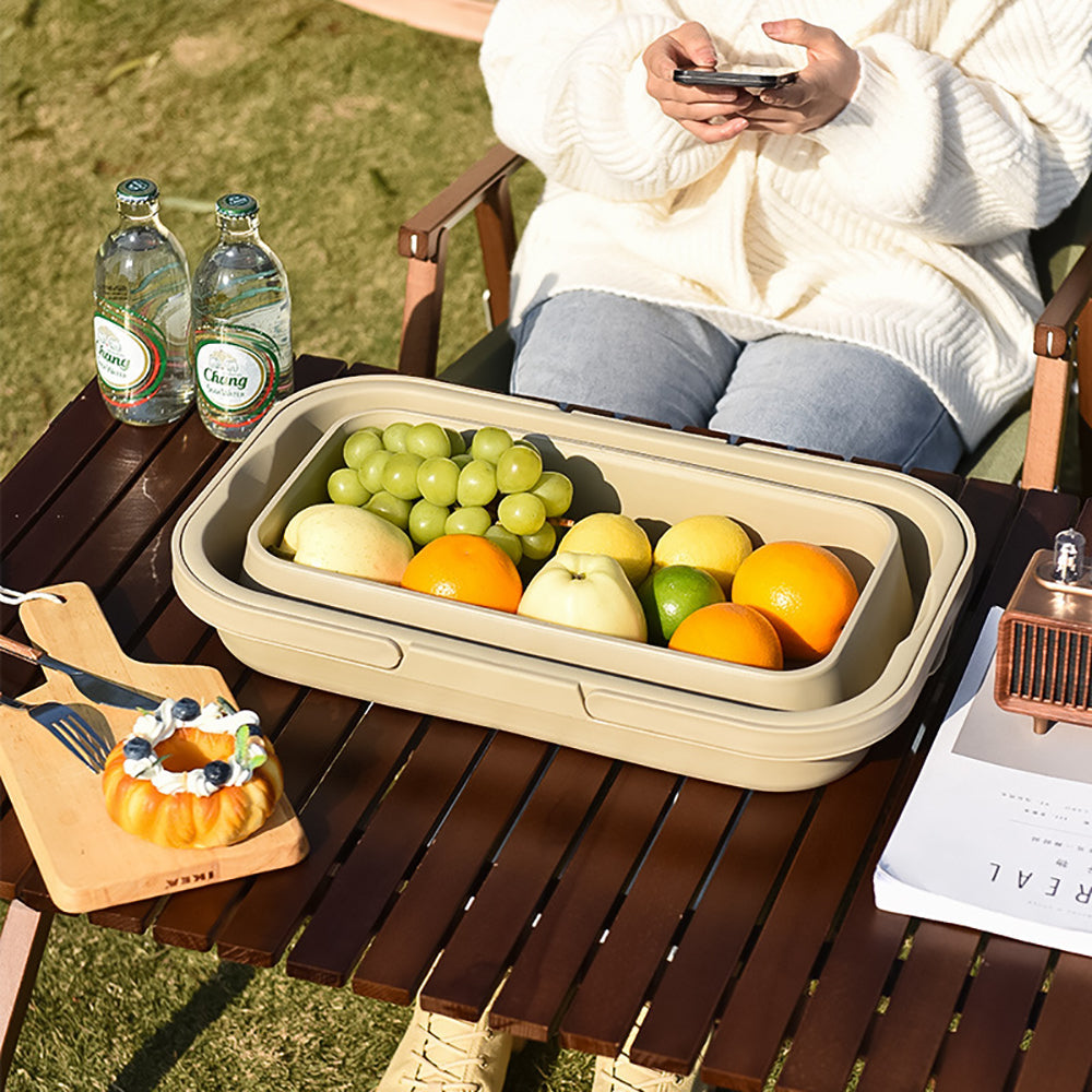 Camp Furniture: 3 In 1 Folding Camping Storage Box Outdoor Food Fruit Container Picnic Table Basket
