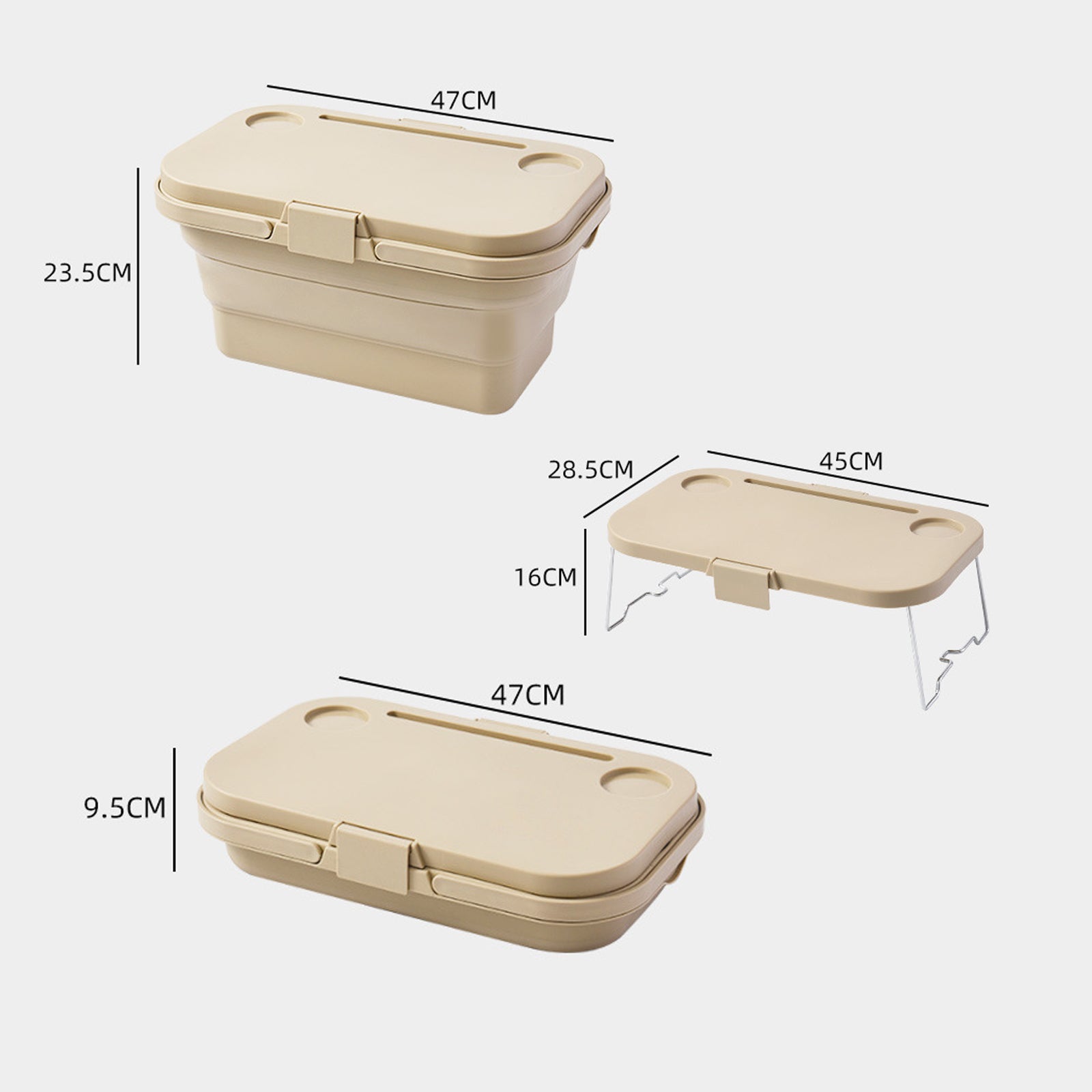 Camp Furniture: 3 In 1 Folding Camping Storage Box Outdoor Food Fruit Container Picnic Table Basket