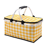 Picnic Baskets: Collapsible Outdoor Camping Portable Insulated Picnic Basket Camping Picnic Ice Pack(Yellow Grid)