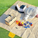 Picnic Baskets: Collapsible Outdoor Camping Portable Insulated Picnic Basket Camping Picnic Ice Pack(Yellow Grid)