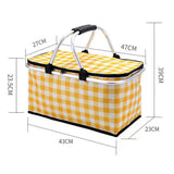 Camp Furniture: Collapsible Outdoor Camping Portable Insulated Picnic Basket Camping Picnic Ice Pack(Red Grid)