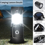 Camping Lights & Lanterns: LED Camping Lamp Solar Powered Rechargeable USB Torch Waterproof Emergency Light Lantern
