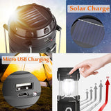 Camping Lights & Lanterns: LED Camping Lamp Solar Powered Rechargeable USB Torch Waterproof Emergency Light Lantern
