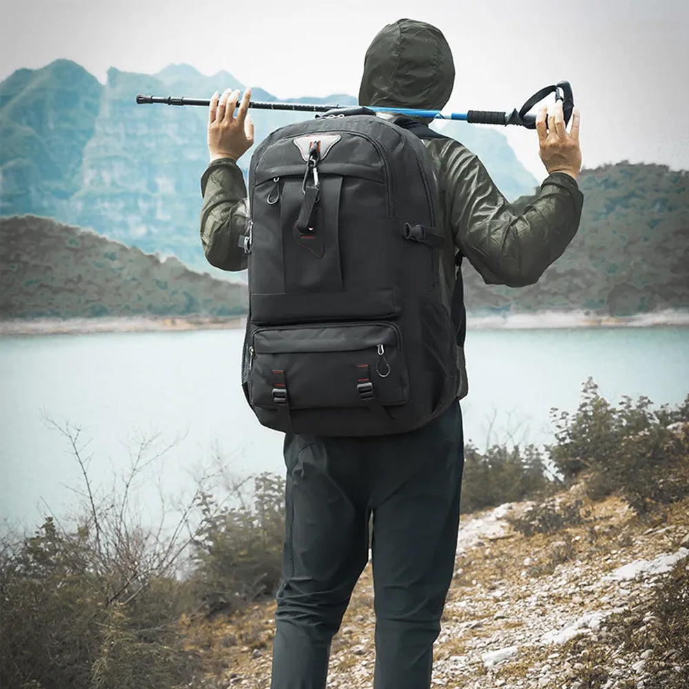 Duffel Bags: 60L Travel Boarding Backpack Outdoor Trekking Luggage Hiking Camping Rucksack Large Capacity Storage Backpack(Black)