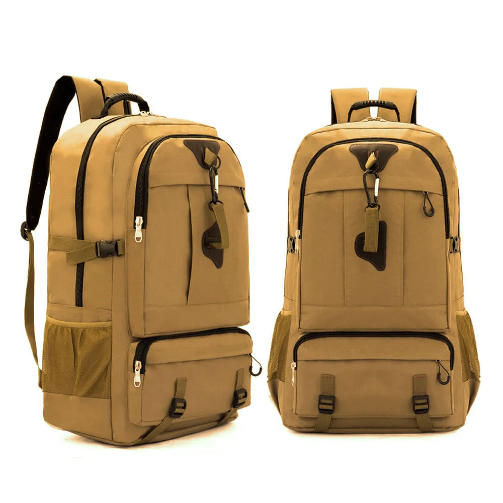 Duffel Bags: 60L Travel Boarding Backpack Outdoor Trekking Luggage Hiking Camping Rucksack Large Capacity Storage Backpack(Khaki)