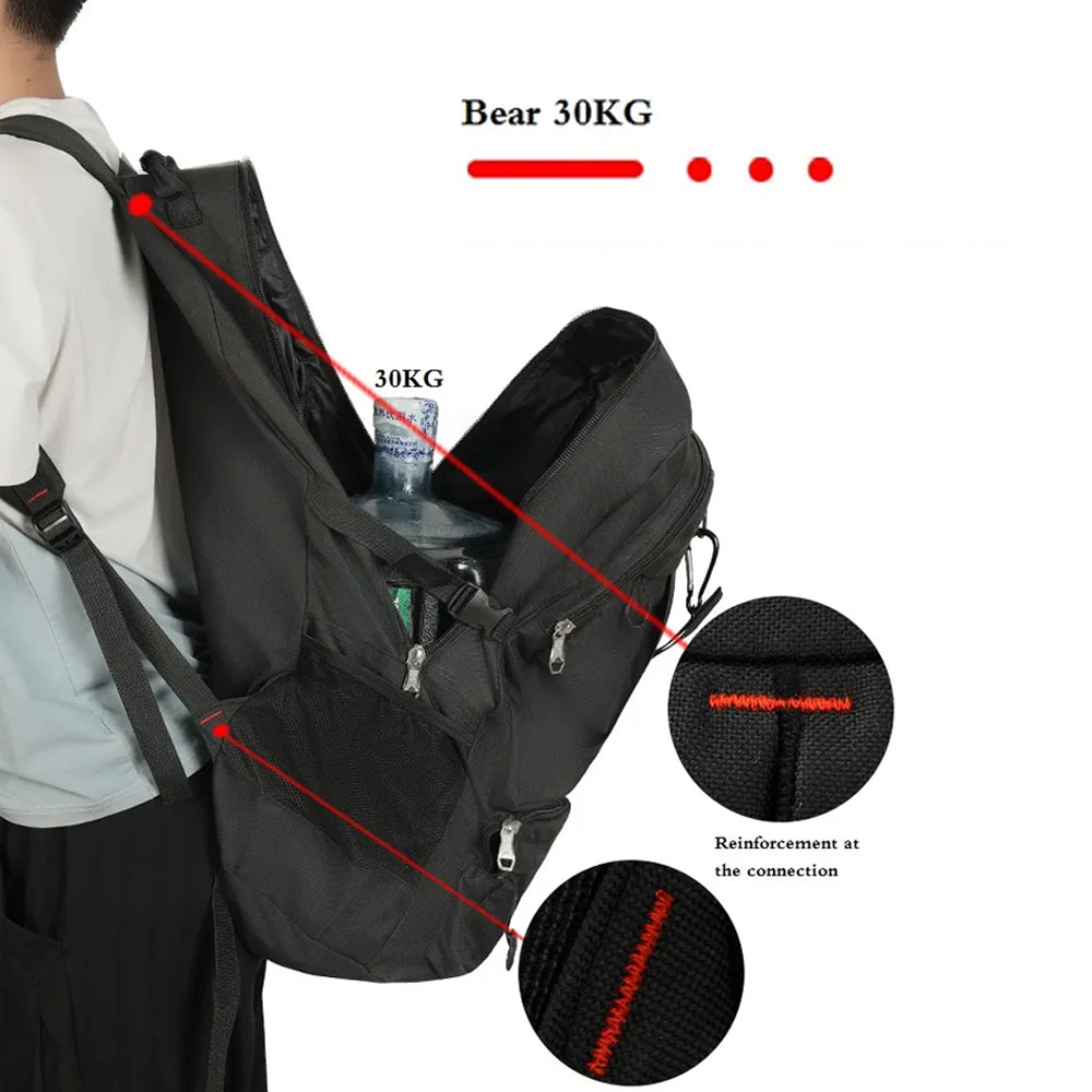 Duffel Bags: 60L Travel Boarding Backpack Outdoor Trekking Luggage Hiking Camping Rucksack Large Capacity Storage Backpack(Khaki)