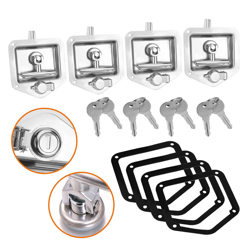 Automotive Parts: 4-Piece T Handle Locks Tool Box With Keys Stainless Steel Trailer Camper Truck