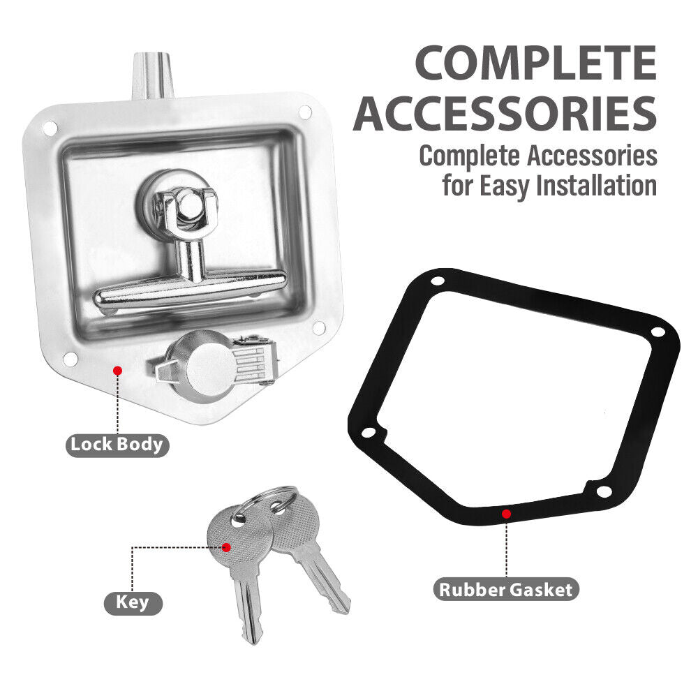 Automotive Parts: 4-Piece T Handle Locks Tool Box With Keys Stainless Steel Trailer Camper Truck