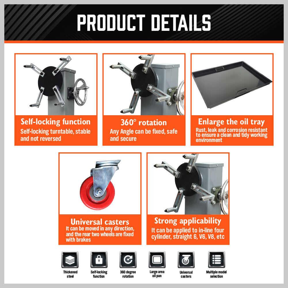 Automotive Lifts & Hoists: 800kg Folding Engine Stand 1763lb Heavy Duty Workshop Auto Crane Hoist Motor