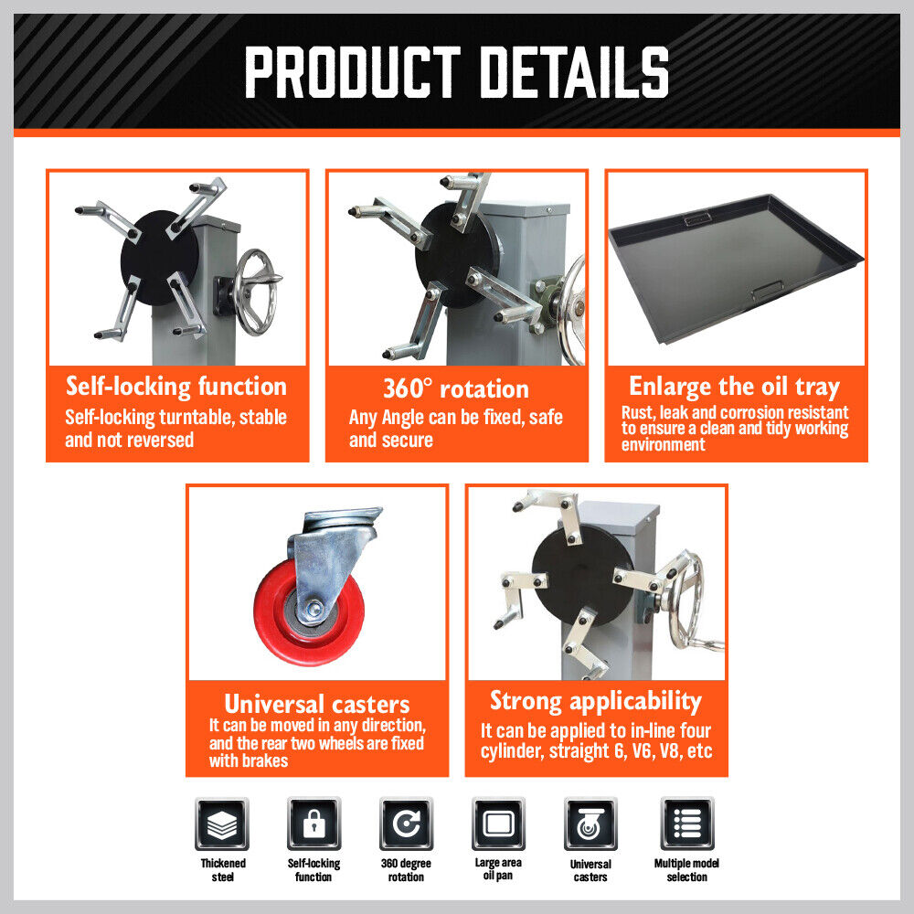 Automotive Lifts & Hoists: 500kg Folding Engine Stand 1100lb Heavy Duty Workshop Auto Crane Hoist Motor