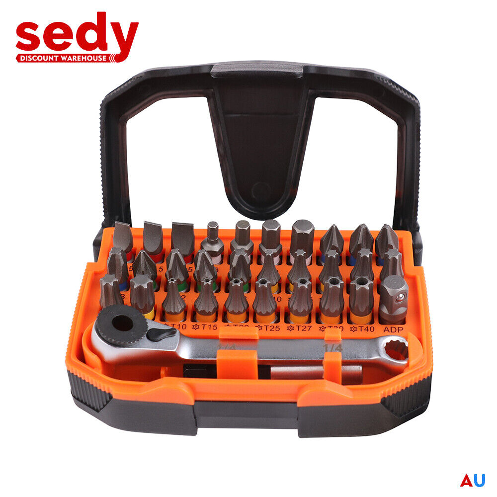 Outdoor Play Equipment: 32Piece 1/4" Mini Double Head Screwdriver Bit and Ratchet Set CRV Steel Durable