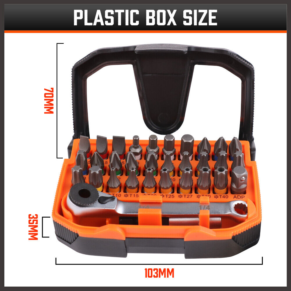 Outdoor Play Equipment: 32Piece 1/4" Mini Double Head Screwdriver Bit and Ratchet Set CRV Steel Durable
