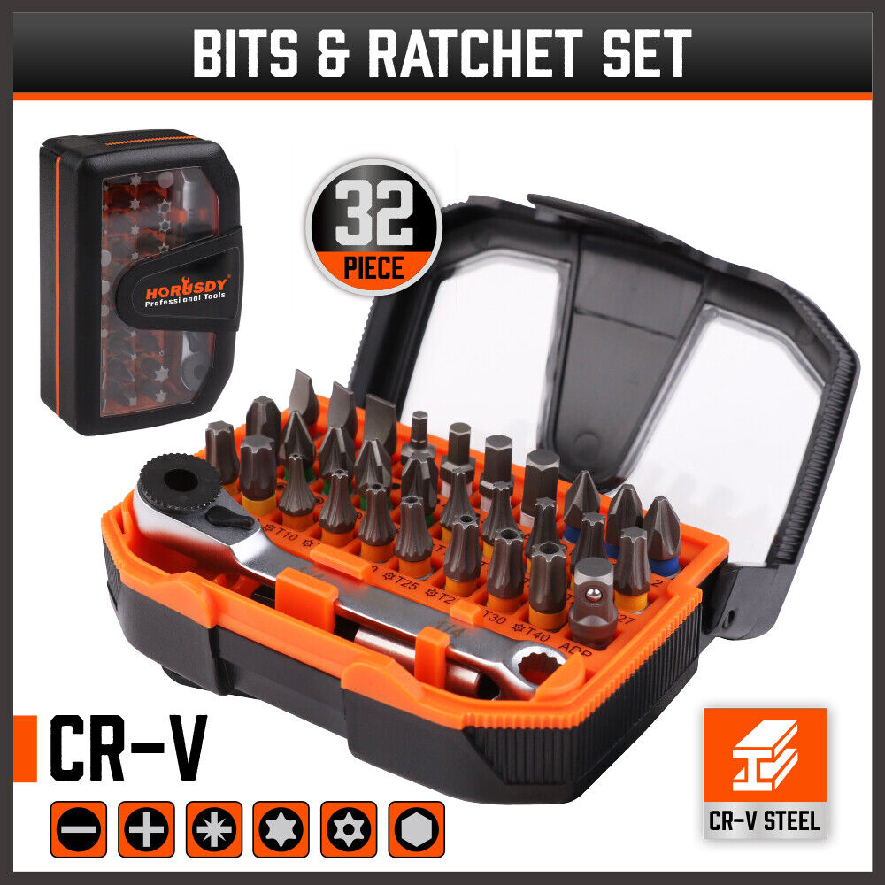 Outdoor Play Equipment: 32Piece 1/4" Mini Double Head Screwdriver Bit and Ratchet Set CRV Steel Durable