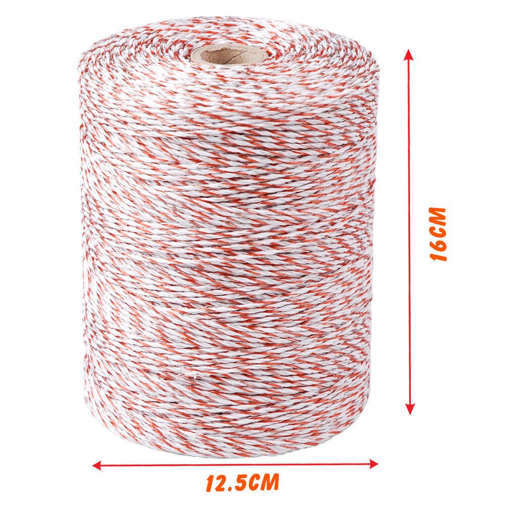 Fencing: 500m Roll Polywire Electric Fence Stainless Steel Poly Wire Energiser Insulator