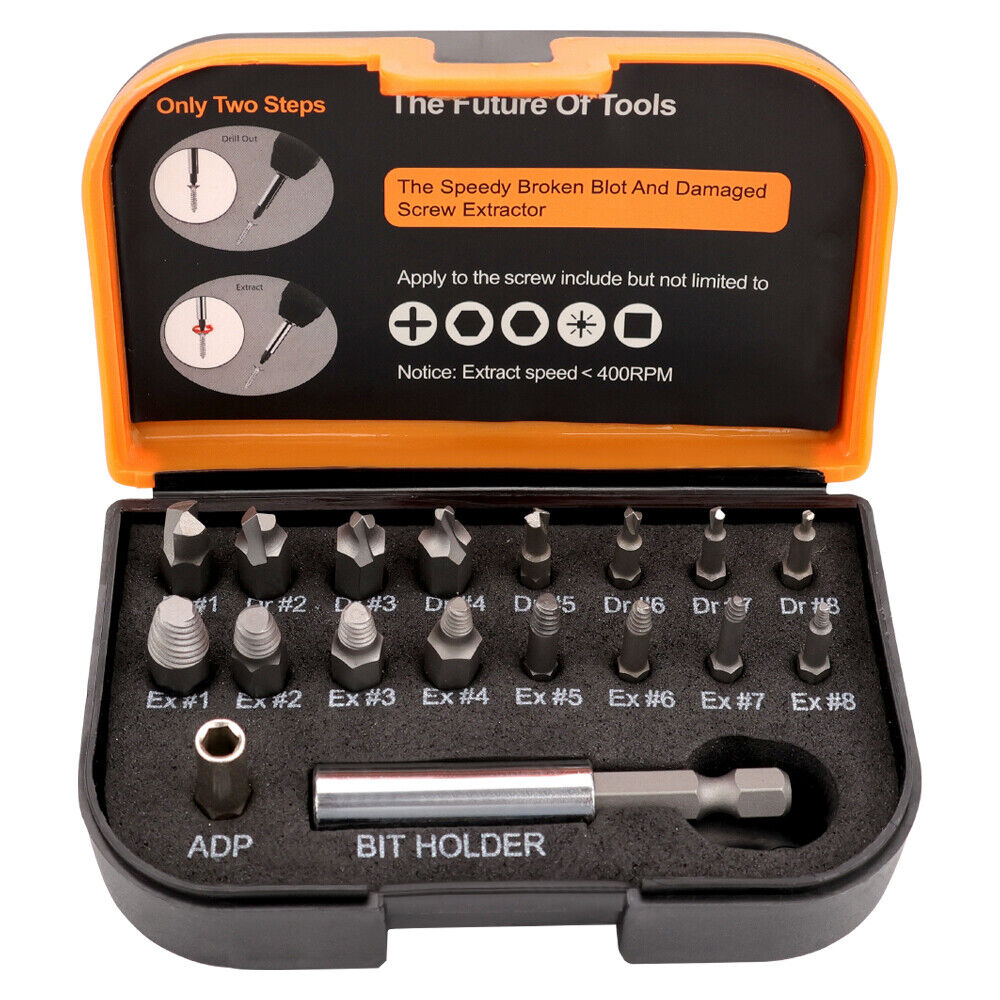 Screwdrivers: 18x Magnetic Damaged Screw Extractor Set Broken Drill Bit Remover Kit Hex Crv