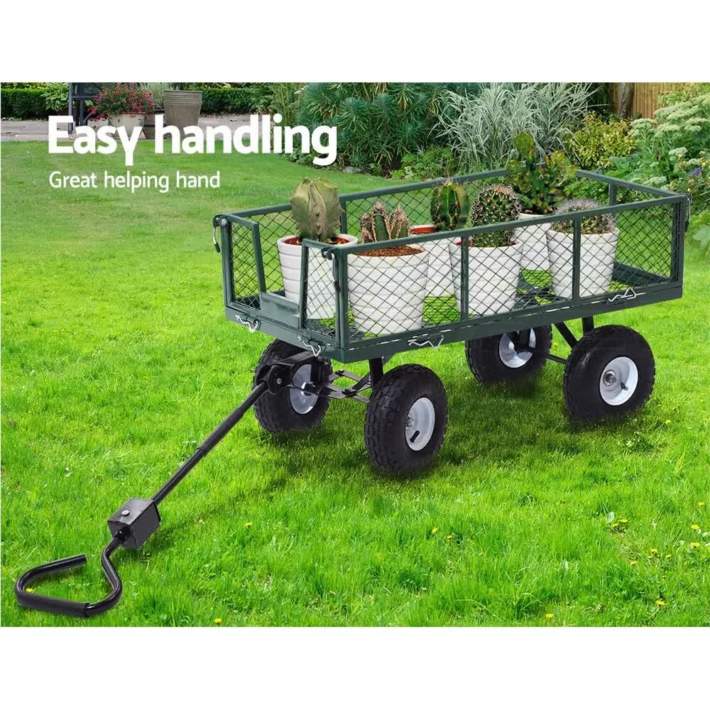Caravan Accessories: 300kg Gardeon Mesh Garden Cart Steel Removable Sides Trolley Wagon ATV Trailer