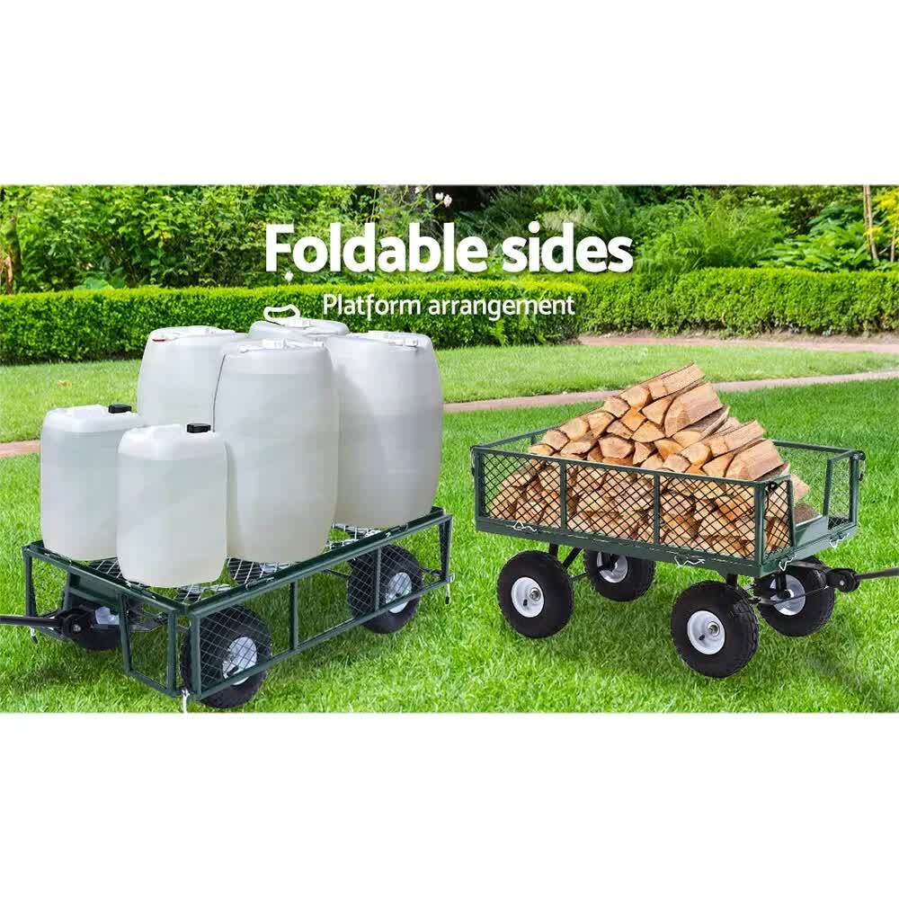 Caravan Accessories: 300kg Gardeon Mesh Garden Cart Steel Removable Sides Trolley Wagon ATV Trailer