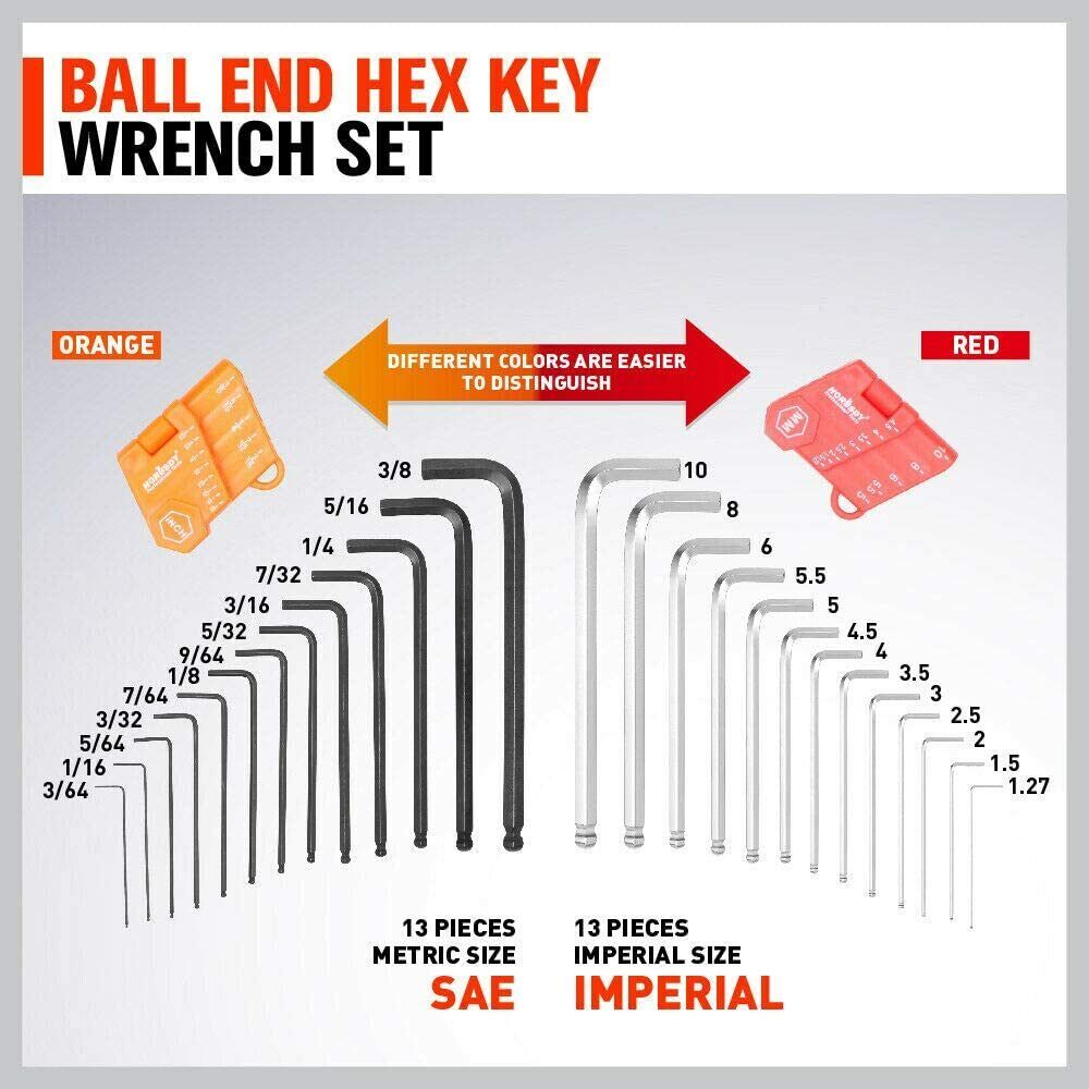 Door Hardware: 48-Piece Ratchet Wrench Set with Rolling Pouch - Metric SAE Allen Key & Hex Key Spanner Kit