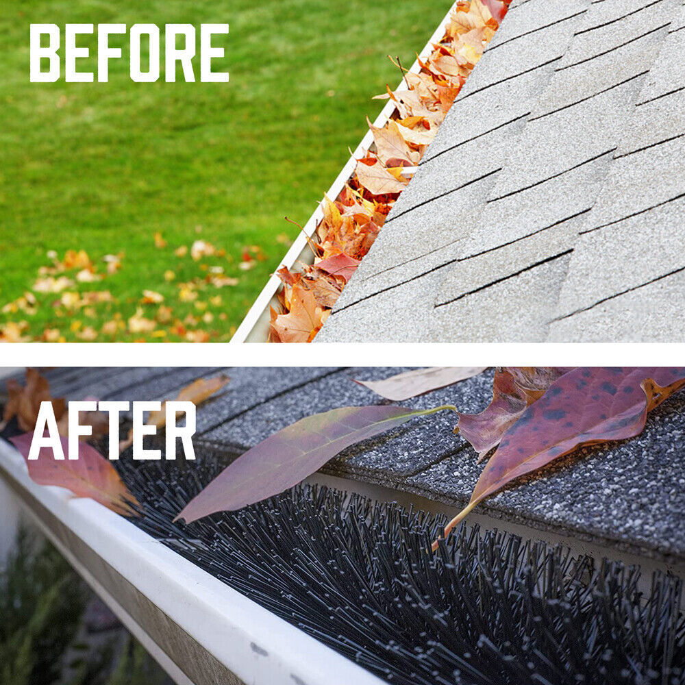 Gardening Tools: 98x10cm 24Pc Gutter Brush Roof Leaf Guard Heavy Duty Twigs Filter Home Garden