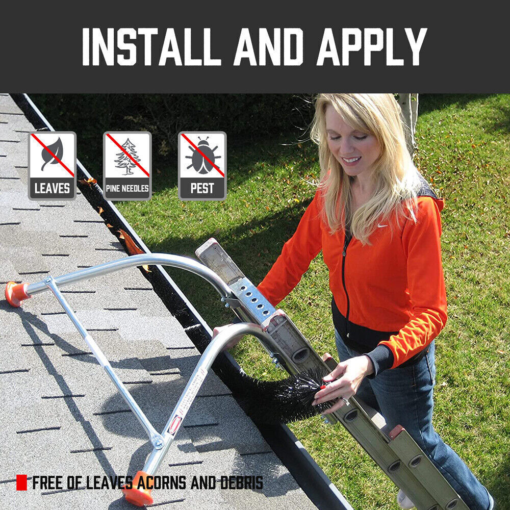 Gardening Tools: 98x10cm 24Pc Gutter Brush Roof Leaf Guard Heavy Duty Twigs Filter Home Garden